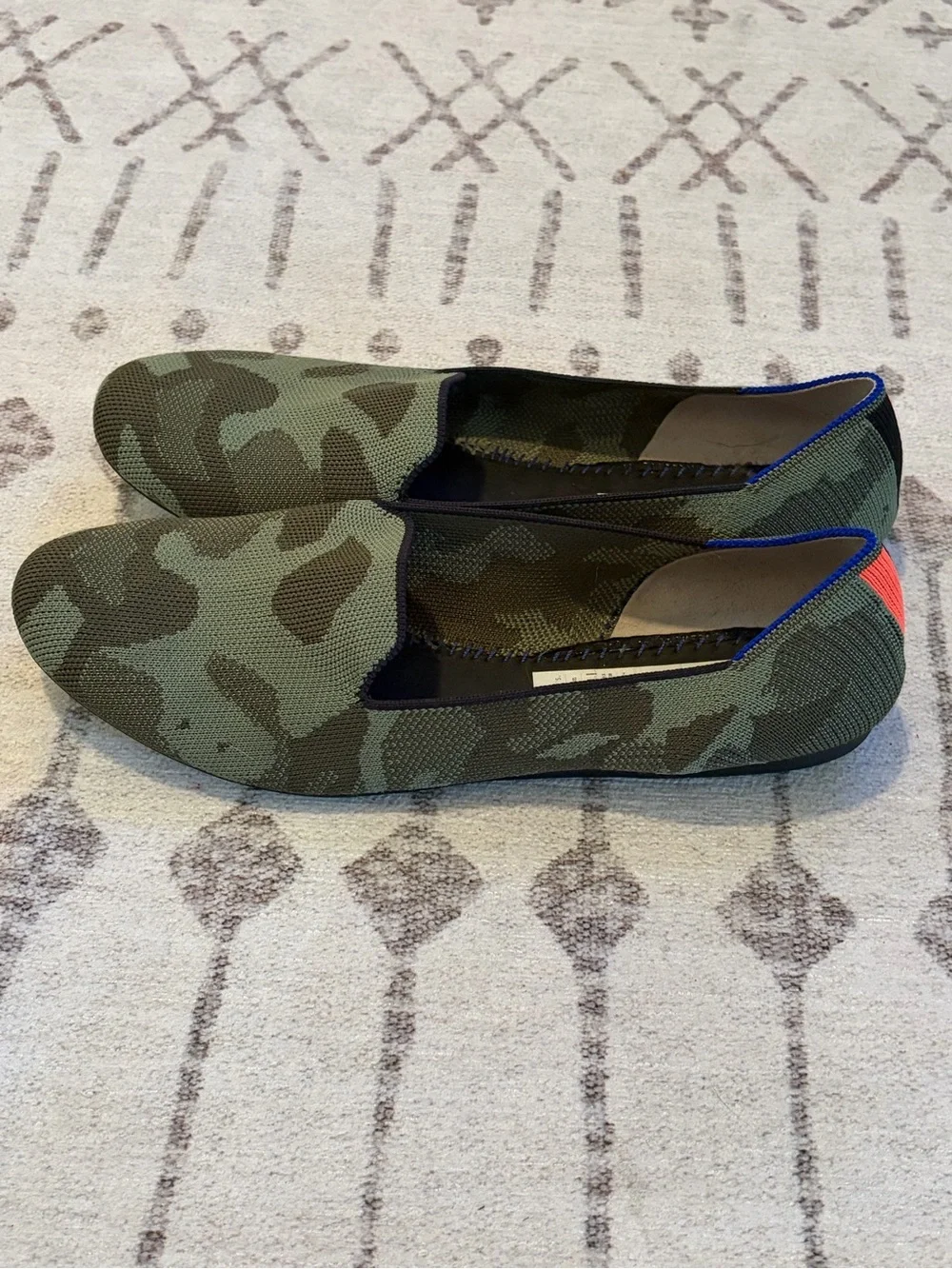 Rothy’s The Loafer Olive Camo Green Knit Flats Women’s 11